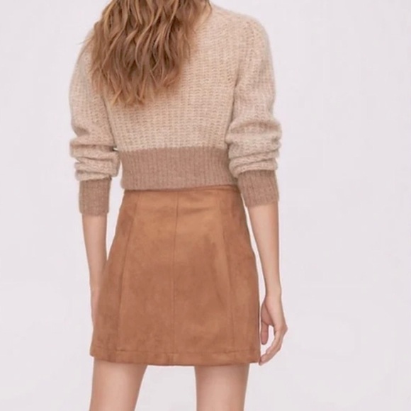 Suede Tan Brown Mini Skirt “Aritzia Leah” inspired - Picture 2 of 13